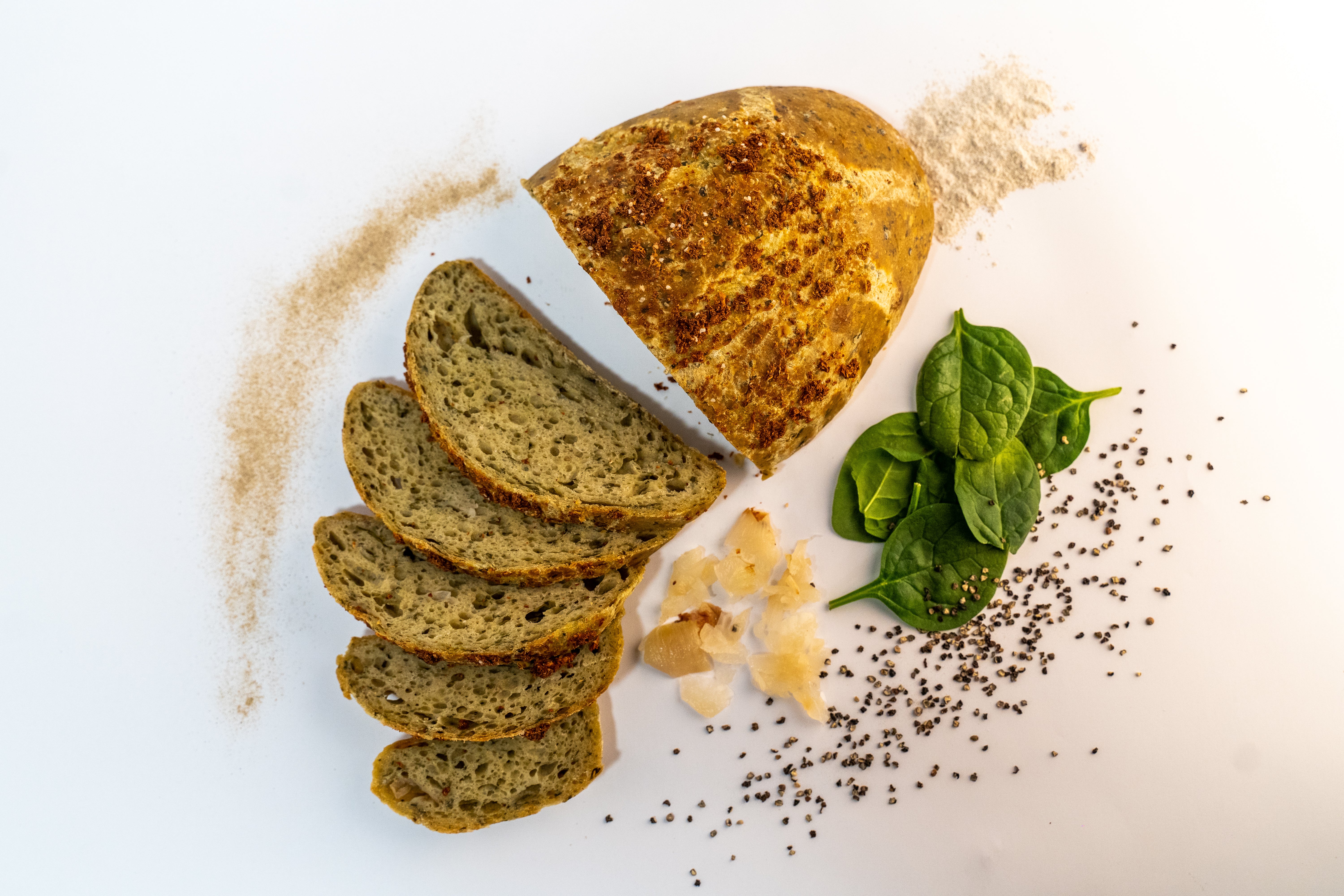 Baby Spinach, Onion and Garlic Ciabatta Sourdough - Image 2